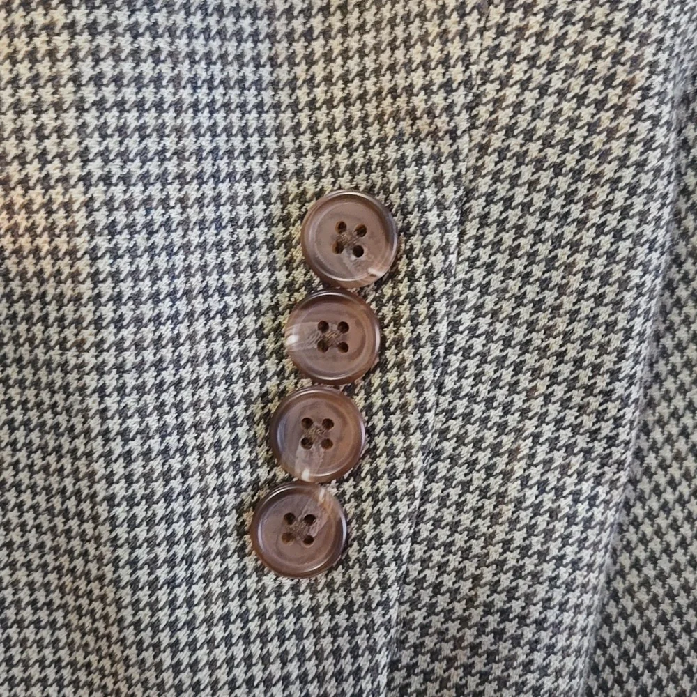 Mens 42 R Ralph Lauren Silk Wool Blend Houndstooth Suit Jacket Macys Mens Wear